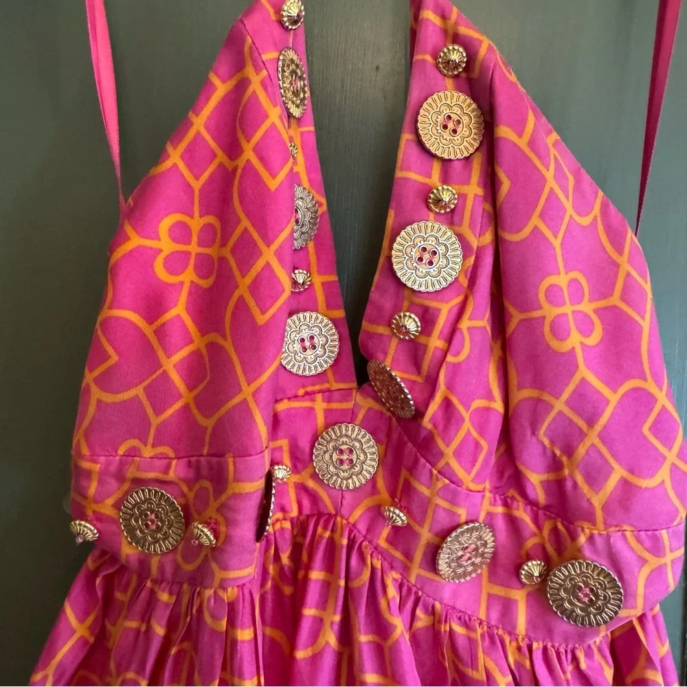 Milly Vibrant Pink Halter Maxi Dress EUC - Picture 4 of 8